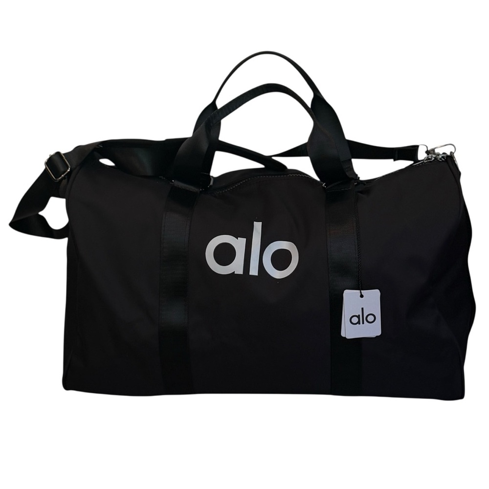 ALO Yoga Black Duffle Bag with White Logo